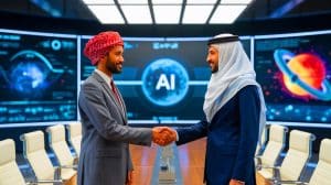 Illustration of Somalia and Saudi Arabia's collaboration on regulating AI and space technologies.