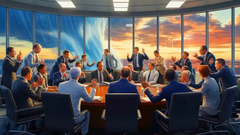 Illustration of the contentious debate over climate science and policy in the United States.