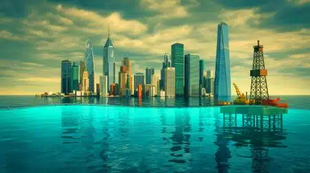 Illustration of the global struggle to reduce fossil fuel reliance and combat climate change impacts.
