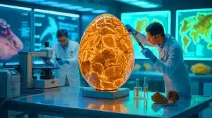 Illustration of an 85-million-year-old dinosaur egg revealing Earth's ancient climate clues.
