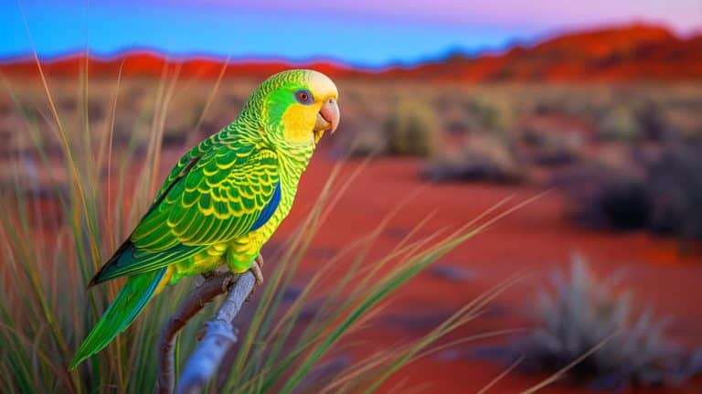 “Scientists Warn Of Catastrophe”: The Rediscovered Nocturnal Parrot Faces Wildfire Destruction And Predator Attacks In The Great Sandy Desert Illustration of the rediscovered nocturnal parrot in its natural habitat.