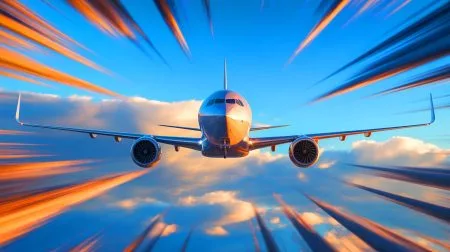Illustration of Clear-Air Turbulence Affecting an Aircraft in Flight.