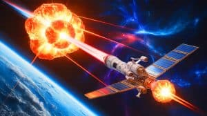 This Wild Plan Uses Nuclear Bombs and Giant Space Sails to Reach the Stars (But at What Cost?) Illustration of a spacecraft propelled by nuclear explosions and solar sails.