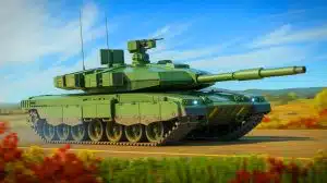 Illustration of China's Type 100 main battle tank showcasing advanced long-range capabilities.