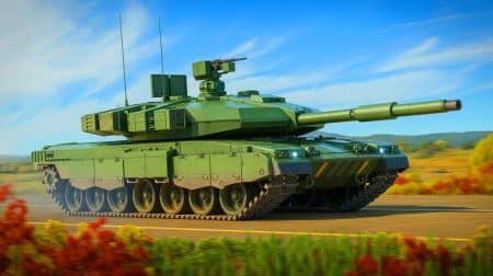 Illustration of China's Type 100 main battle tank showcasing advanced long-range capabilities.