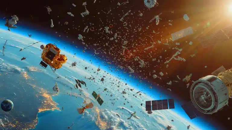 “They’re Turning Space Into a Junkyard”: This Alarming Satellite Crisis Could Make Earth’s Orbit Too Dangerous to Use (and it’s already happening) Illustration of Space Debris Orbiting Earth.