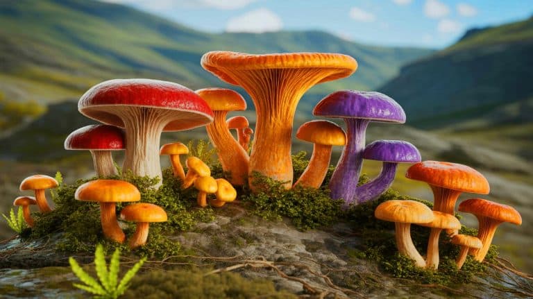 Illustration of fungi thriving on Earth millions of years before plants and animals.