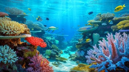 Illustration of Mass Coral Die-Offs Due to Rising Global Temperatures.