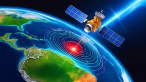 Illustration of the South Atlantic Anomaly affecting Earth's magnetic field and space technology.