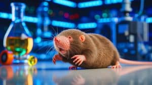 Illustration of naked mole-rats showcasing their unique genetic adaptations for longevity.