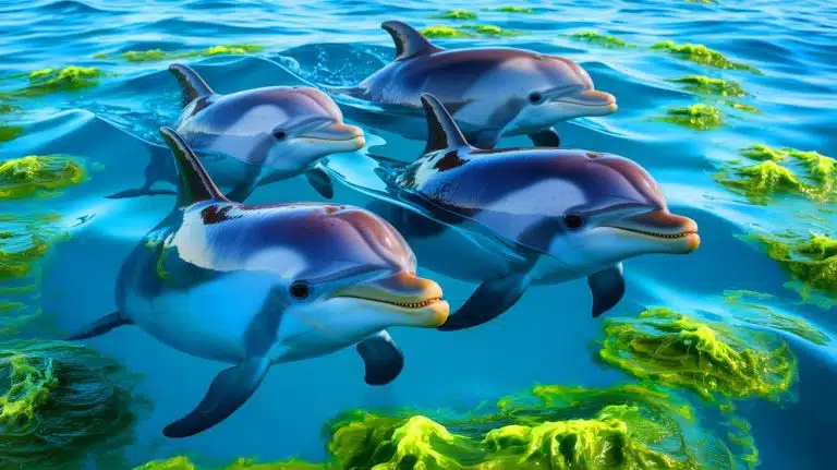 “He Just Kept Swimming in Circles”: This Alzheimer’s-Like Brain Damage in Dolphins Exposes a Terrifying Warning from Our Oceans Illustration of Dolphins Exhibiting Alzheimer's-Like Pathology Due to Toxic Algal Blooms.
