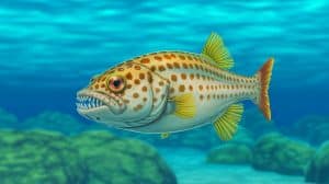 Illustration of teeth growing on the head of a spotted ratfish.