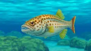 Illustration of teeth growing on the head of a spotted ratfish.
