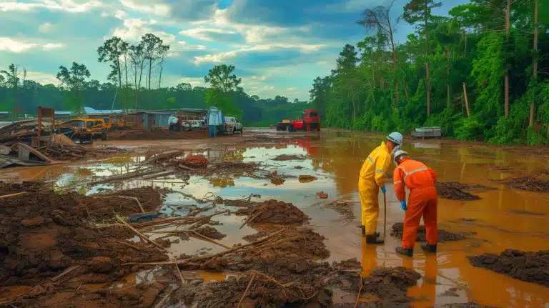 “They Said It Was Impossible Here”: This Deadly Bacterium Appeared After Hurricane Helene (and scientists just traced it back decades) Illustration of Hurricane Helene's impact on Georgia with a focus on bacterial infections.