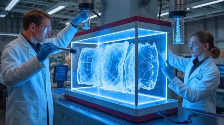 Illustration of Scientists Discovering a New Phase of Ice Called Ice XXI.