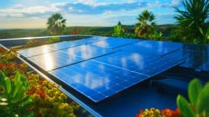Illustration of a groundbreaking solar panel made from an unpronounceable material, demonstrating increased efficiency and energy output.