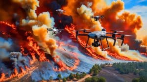 “It Was Flying Toward the Flames”: This Anduril–Korean Air Breakthrough Unveils Drones That Battle Wildfires Without Pilots (and it changes everything) Illustration of automated aerial systems responding to wildfires with minimal human intervention.