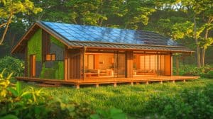 This 3D-Printed Home Replaces Concrete With Earth and Solar Power—and It’s About to Disrupt the Entire Construction Industry Illustration of a Japanese company's 3D printed home using sustainable materials and renewable energy technologies.