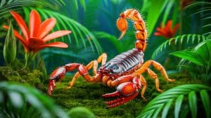 Illustration of a scorpion from the Amazon, highlighting its venom's potential in breast cancer treatment.