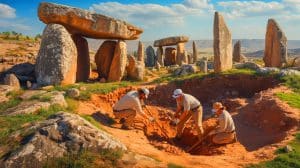 Ancient Site in Jordan Reveals 5,500-Year-Old Civilization’s Secrets, Shedding Light on Lost Human History Illustration of archaeologists uncovering a 5,000-year-old site at Murayghat in Jordan.