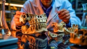 Illustration of ancient teeth revealing insights into early human evolution.