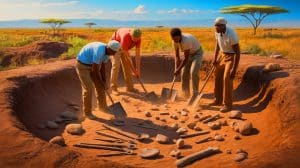 Illustration of ancient stone tools discovered in Kenya's Turkana Basin.