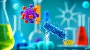 Illustration of a detailed structural map of a bacteriophage used to combat drug-resistant bacteria.
