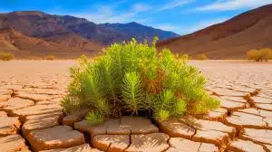 Illustration of Tidestromia oblongifolia thriving in the extreme heat of California's Death Valley.
