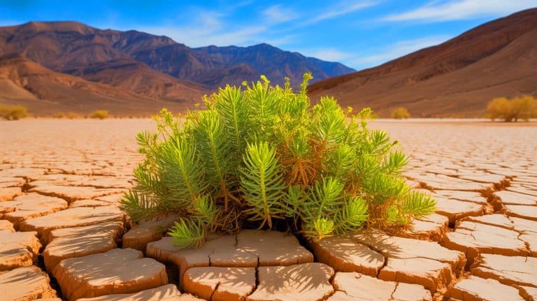 Desert Plant Thrives in Extreme Heat, Revealing Nature’s Resilience and Offering Hope for Climate Adaptation Illustration of Tidestromia oblongifolia thriving in the extreme heat of California's Death Valley.