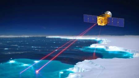 Laser Satellites Reveal Hidden Antarctic Carbon Burst: Uncovering Climate Implications for Our Global Future Illustration of a laser-equipped satellite observing the Southern Ocean's carbon emissions during the Antarctic winter.