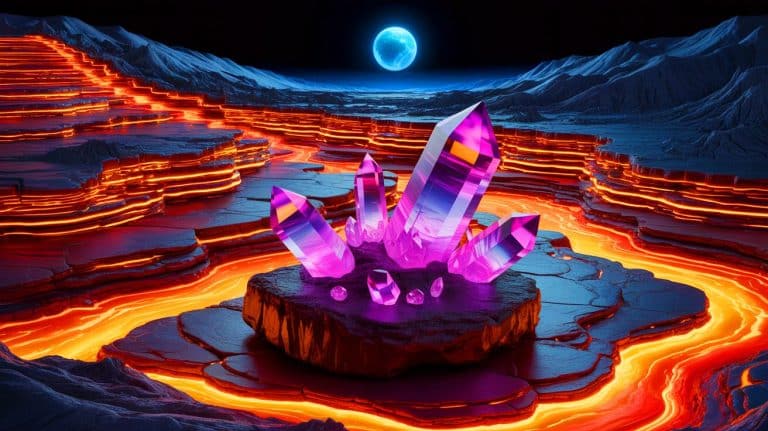 Ancient Crystals Reveal Earth’s Surprisingly Dynamic Activity 3.3 Billion Years Ago, Changing Our Planetary History Understanding Illustration of ancient crystals revealing Earth's dynamic geologic activity during the Hadean Eon.