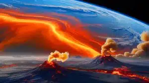 Illustration of Earth's ancient atmosphere potentially generating life-essential sulfur-based molecules.