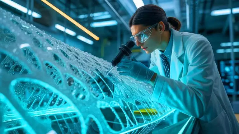 Illustration of a groundbreaking new material harvesting water from air. Image generated by AI.