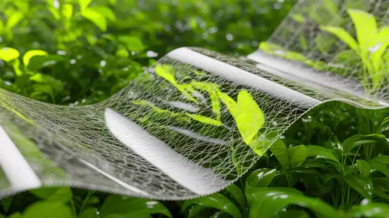 Illustration of a biodegradable mycelium-based material replacing conventional plastics. Image generated by AI.