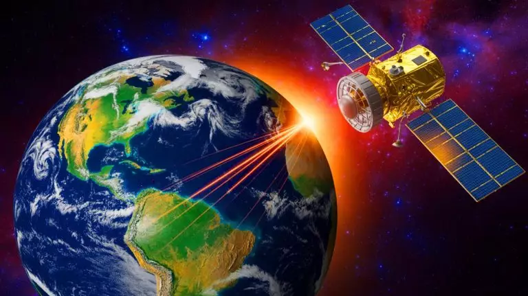 Illustration of the South Atlantic Anomaly affecting Earth's magnetic field and space technology. Image generated by AI.