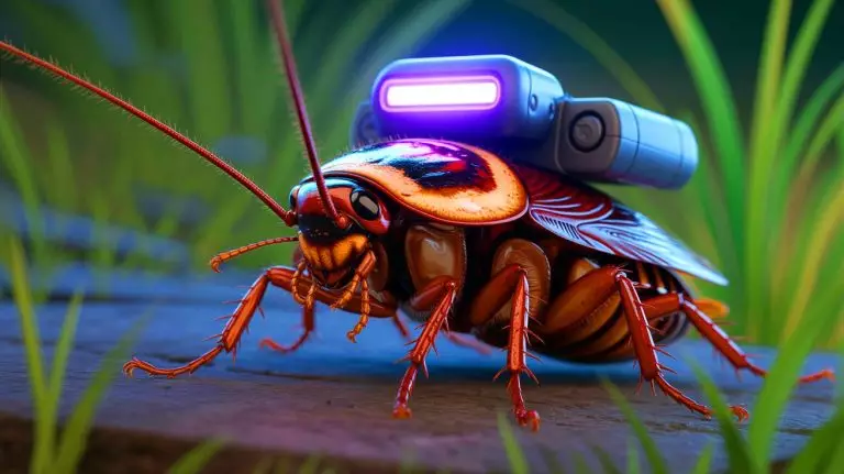 Illustration of a new method to control insect cyborgs using ultraviolet light. Image generated by AI.